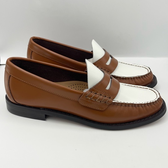 Aqua Kendl leather slip on comfy loafers women’s Size 6M brown/white - Picture 4 of 12